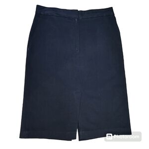 Focus 2000 Womens Black A Line Double Split Knee Length Skirt w/Pockets Size 8